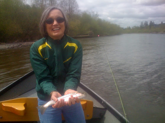 Jan Fishing on the McKenzie